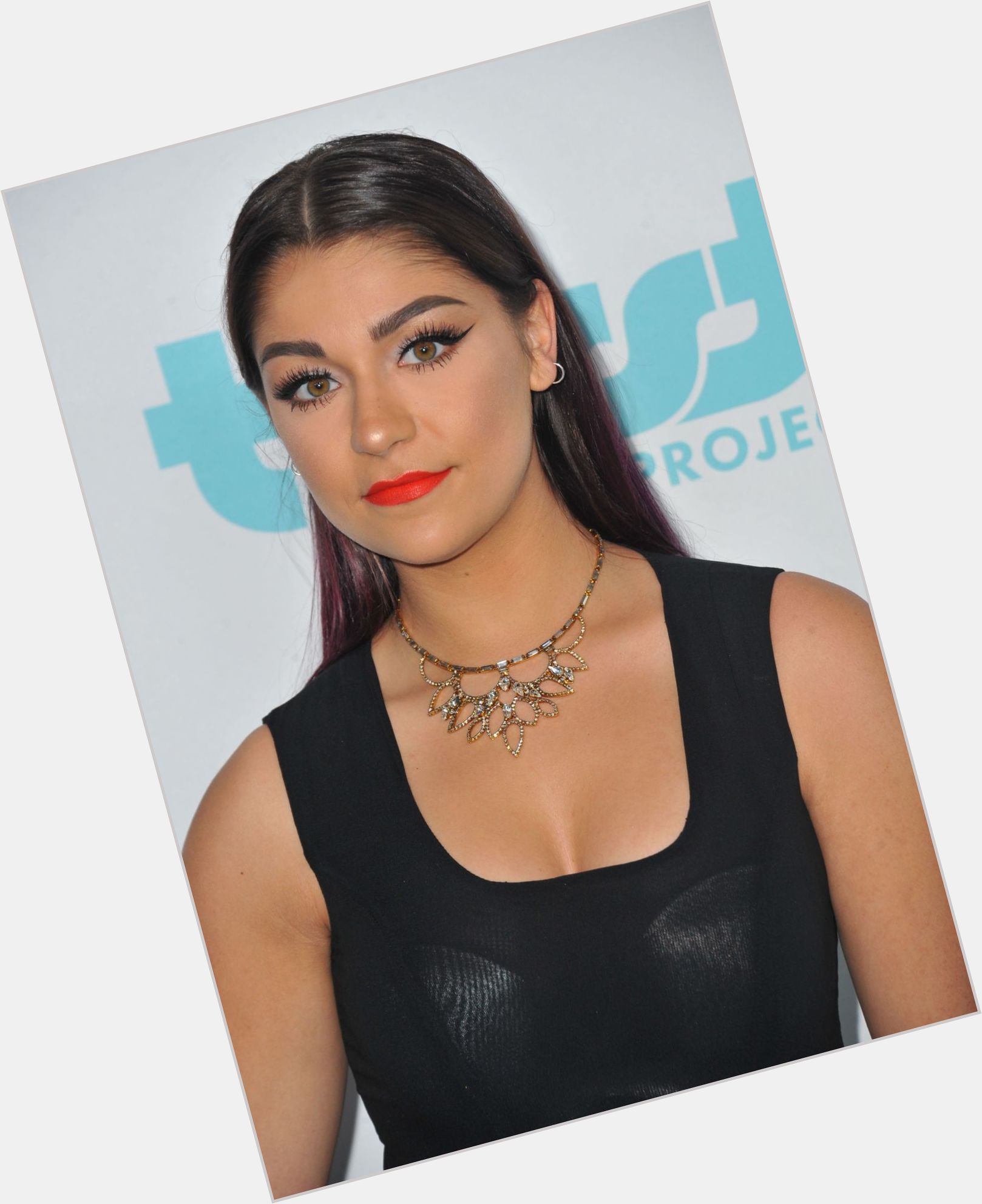 Andrea Russett Slim body,  dark brown hair & hairstyles