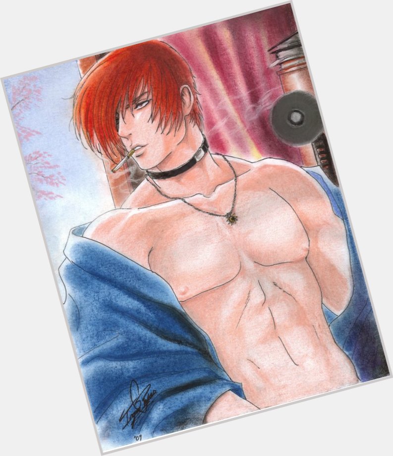 Iori Yagami Average body,  red hair & hairstyles