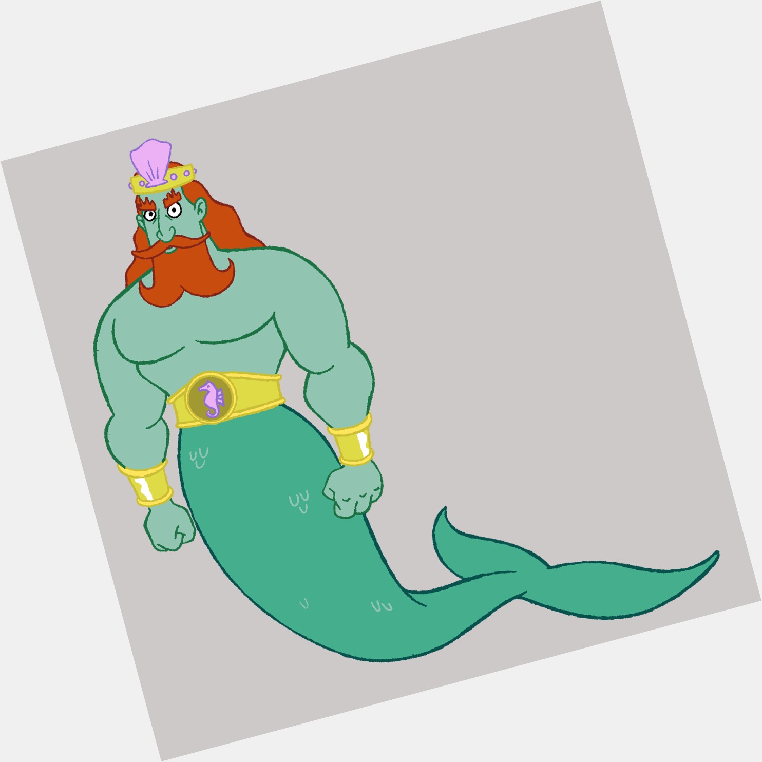 King Neptune Bodybuilder body,  red hair & hairstyles