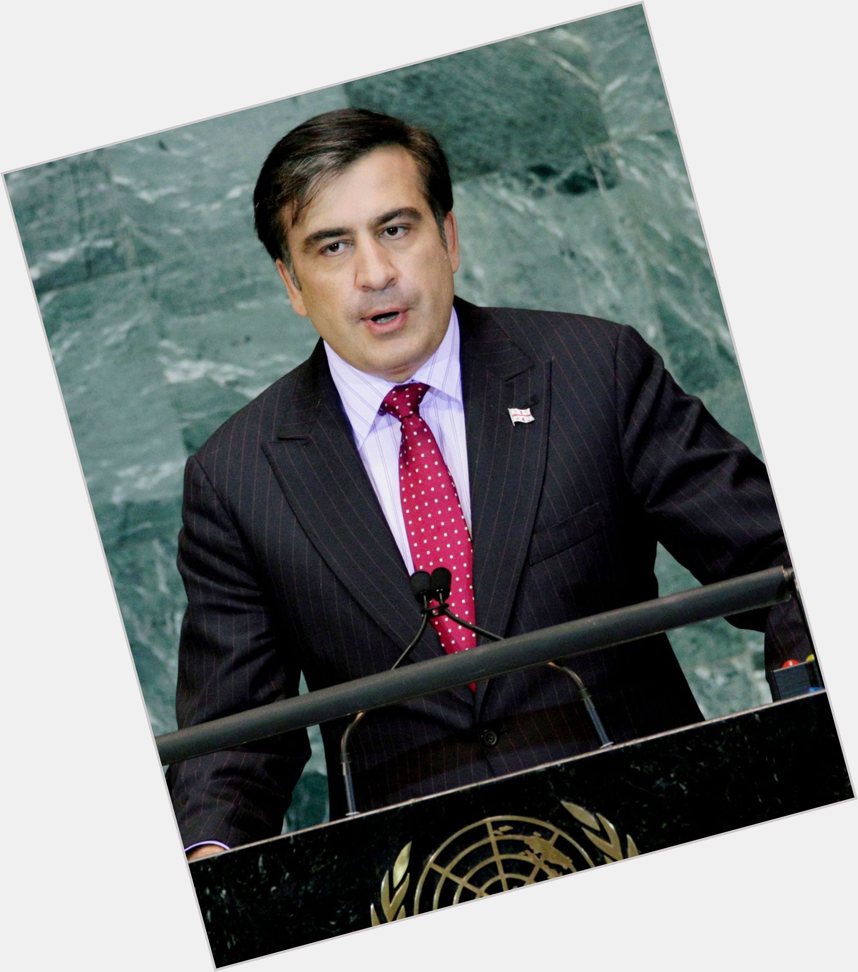 Mikheil Saakashvili Average body,  dark brown hair & hairstyles