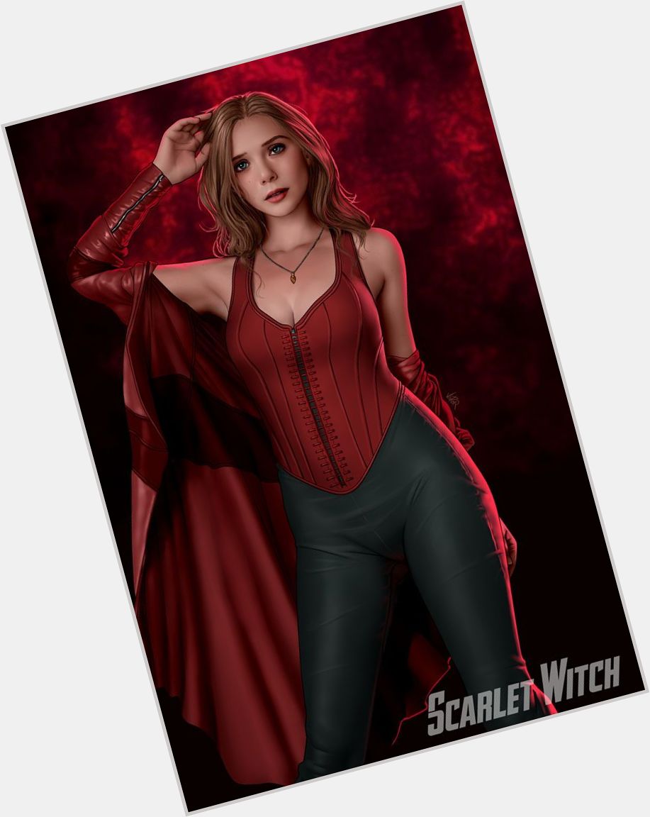 Scarlet Witch dark brown hair & hairstyles Athletic body, 