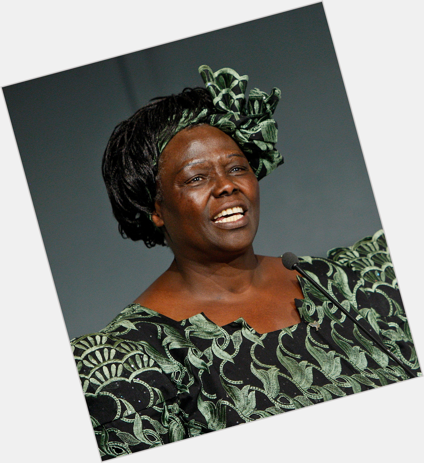 Wangari Maathai Average body,  dark brown hair & hairstyles