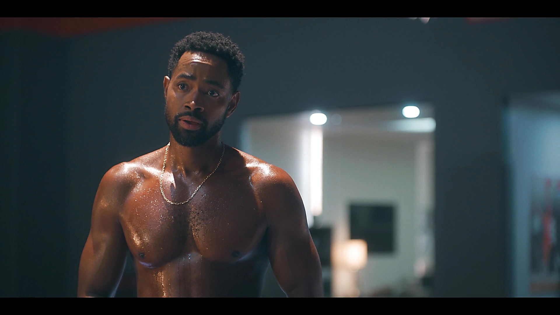 Jay Ellis sexy shirtless scene March 2, 2025, 6am