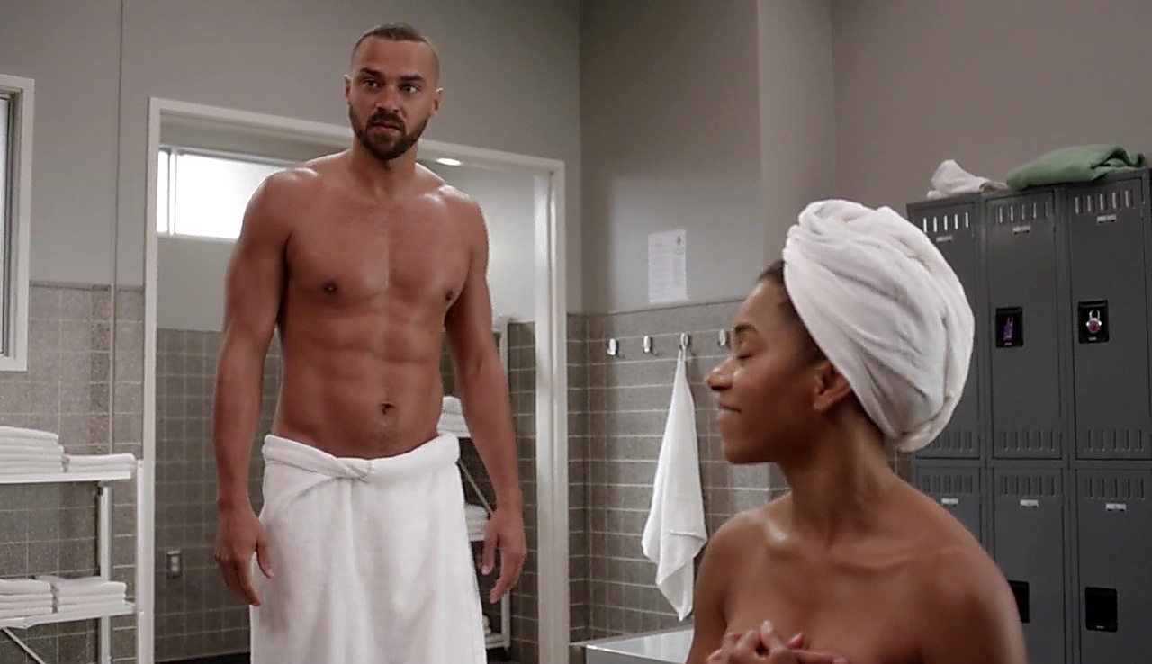 Jesse Williams sexy shirtless scene January 19, 2018, 1pm